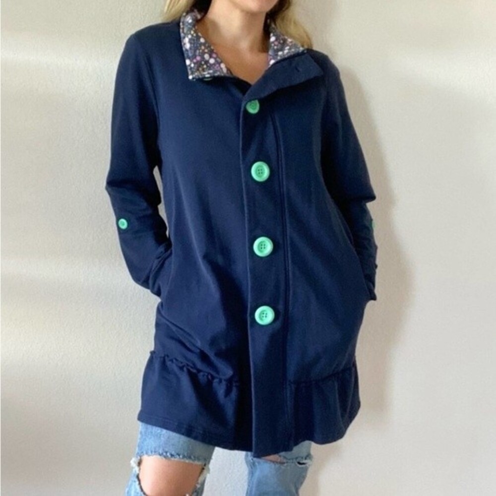 Matilda Jane Million Little Things Jacket Navy Roll Tab Sleeves Size‎ SMALL